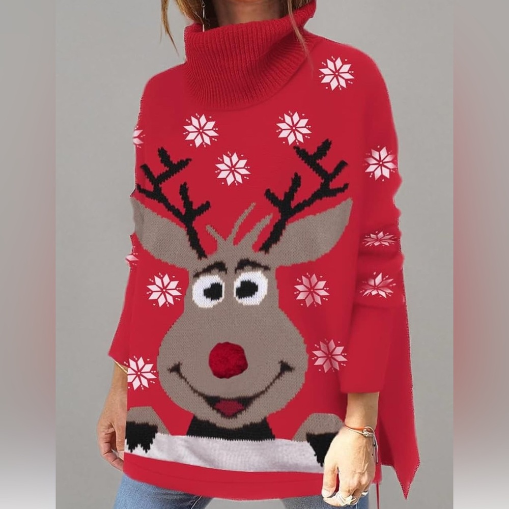 Holiday Red Reindeer “Ugly” Sweater
